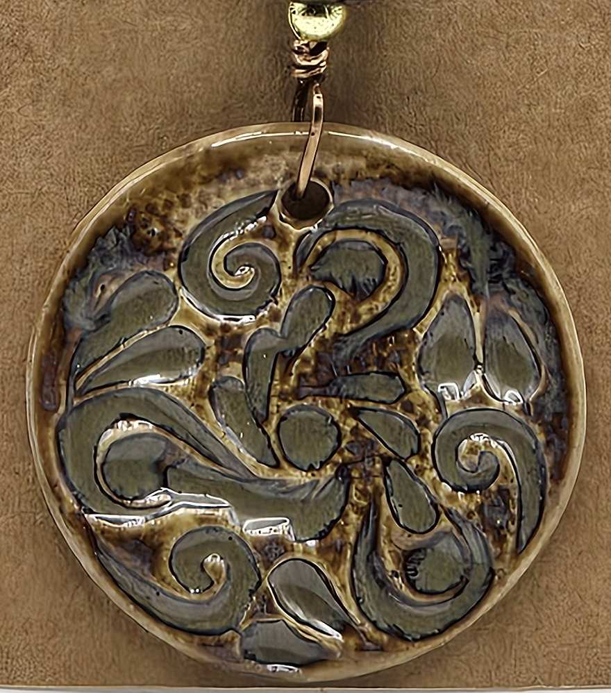Pirate Charm Paisley Round Clay Pendant