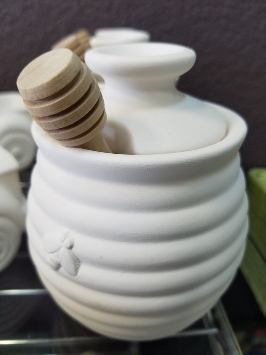 Honey Pot w/Lid & Wood Stick DB37474