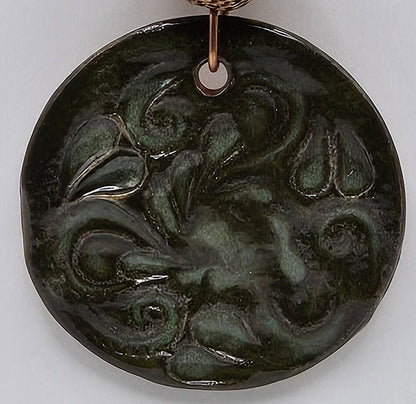 Pirate Charm Paisley Round Clay Pendant