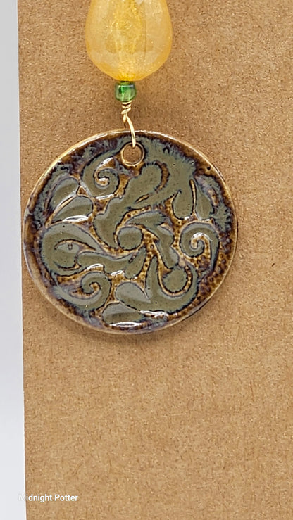 Pirate Charm Paisley Round Clay Pendant