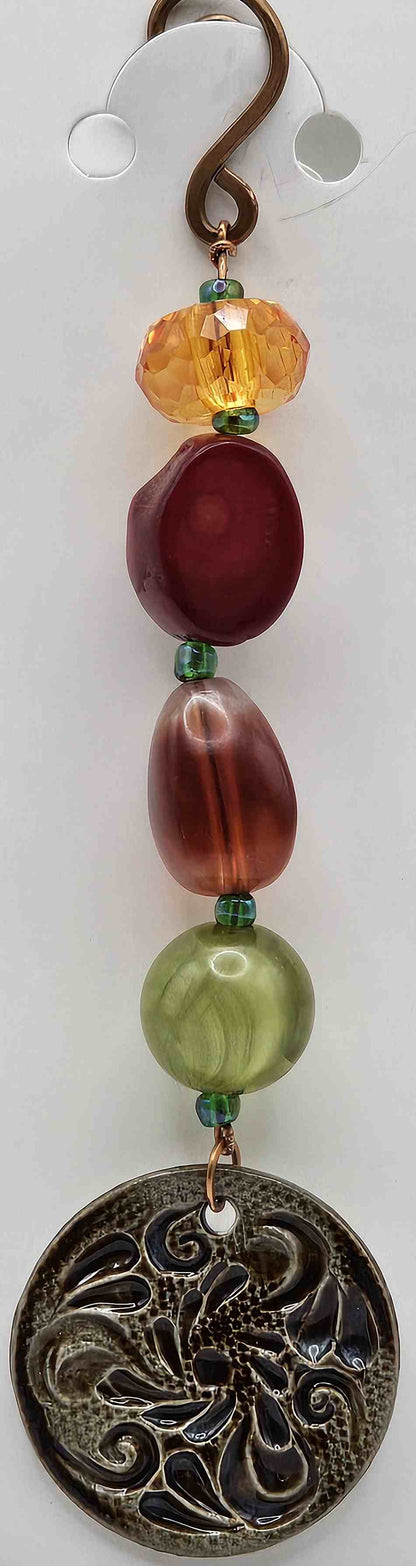 Pirate Charm Paisley Round Clay Pendant